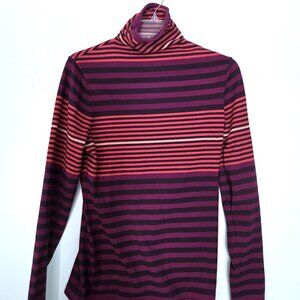 Duluth Trading Co. Orange & Purple Striped Funnel Neck Sweater Size M